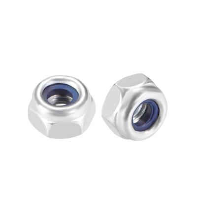 M4 x 0.7mm Nylon Insert Hex Lock Nuts, Carbon Steel White Zinc 50pcs - Silver Tone - M4x0.7mm(50 pcs)