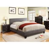 Queen size Platform Bed with Headboard Upholstered in Grey Faux Leather