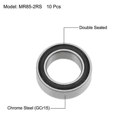 MR85-2RS Ball Bearings Z2 5x8x2.5mm Double Sealed Chrome Steel 10pcs - 5mmx8mmx2.5mm