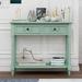 Traditional Retro Blue Console Table with Two Drawers and Bottom Shelf