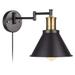 Plug in swing arm wall sconce industrial bronze and black wall light fixture