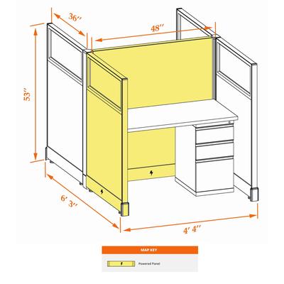 Cubicle Workstations 53H 2pack Cluster Powered