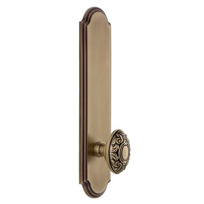 Grandeur Arc Solid Brass Tall Plate Rose Dummy Door Knob Set with