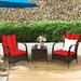 Costway 3 PCS Patio Rattan Furniture Set Coffee Table & 2 Rattan Chair - 3-Piece Sets