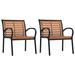 vidaXL Patio Chairs 2 Pcs Outdoor Dining Chair with Metal Frame Steel and WPC - 22" x 23.6" x 31.5"