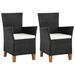 vidaXL Patio Chairs with Cushions 2 pcs Poly Rattan Black - 23.2" x 23.2" x 34.4"