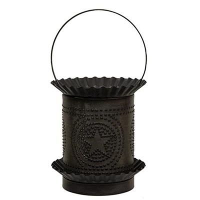 Kettle Black Jumbo Wax Melter w/Punched Stars - H- 10.00 in. W- 6.00 in. L - 6.00 in.