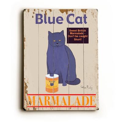 Blue Cat Marmalade - Planked Wood Wall Decor by Ken Bailey