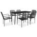 vidaXL 7 Piece Patio Dining Set Cotton Rope and Steel Black