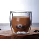 Tasse à café en verre à double paroi transparente créative tasse de dessin animé mignon ours
