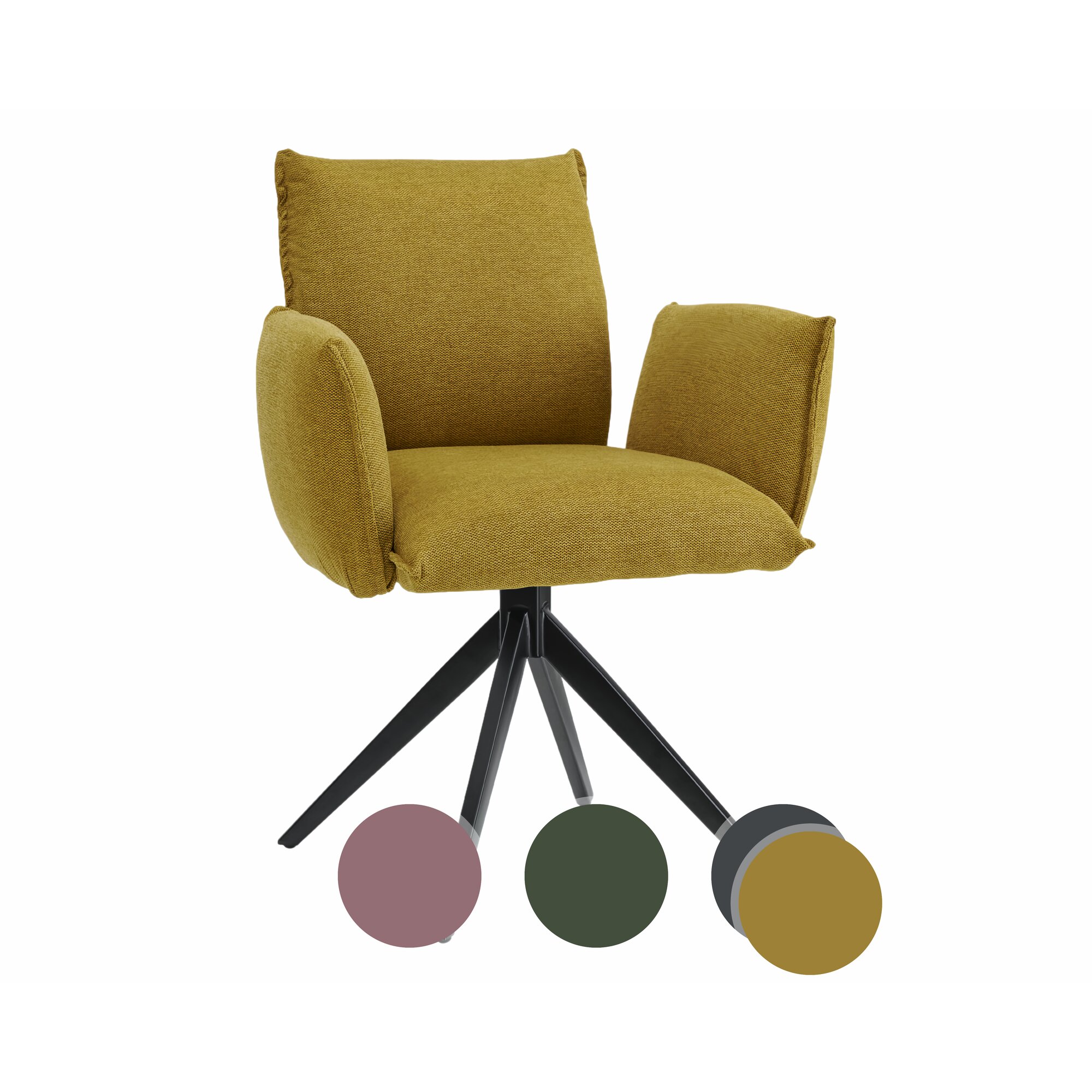 designline »SIT DOWN« Polsterstuhl Turn drehbar mit Armlehnen / grün