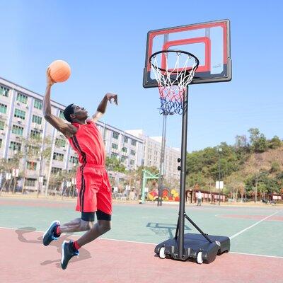 Panarciss 33 Inch Backboard Pro Court Height Adjustable Portable Basketball System 1.65-2.08M in Black, Size 89.0 H x 33.0 W x 24.0 D in | Wayfair