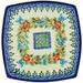 August Grove® Lernig Polish Pottery Square Decorative Plate Ceramic in Blue/Brown/Green | 0.6 H x 7.2 W x 7.2 D in | Wayfair