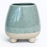 George Oliver Bondi Footed Speckled Sage Glaze & Beige Base Planter Ceramic | 5.2 H x 5.1 W x 4.1 D in | Wayfair 52927ED2019E4F668B6963B1BBB883FC