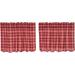 Red Rustic Kitchen Curtains VHC Braxton Tier Pair Rod Pocket Cotton Plaid
