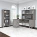 Somerset 60W L Shaped Desk with Hutch and 5 Shelf Bookcase in Ash Gray