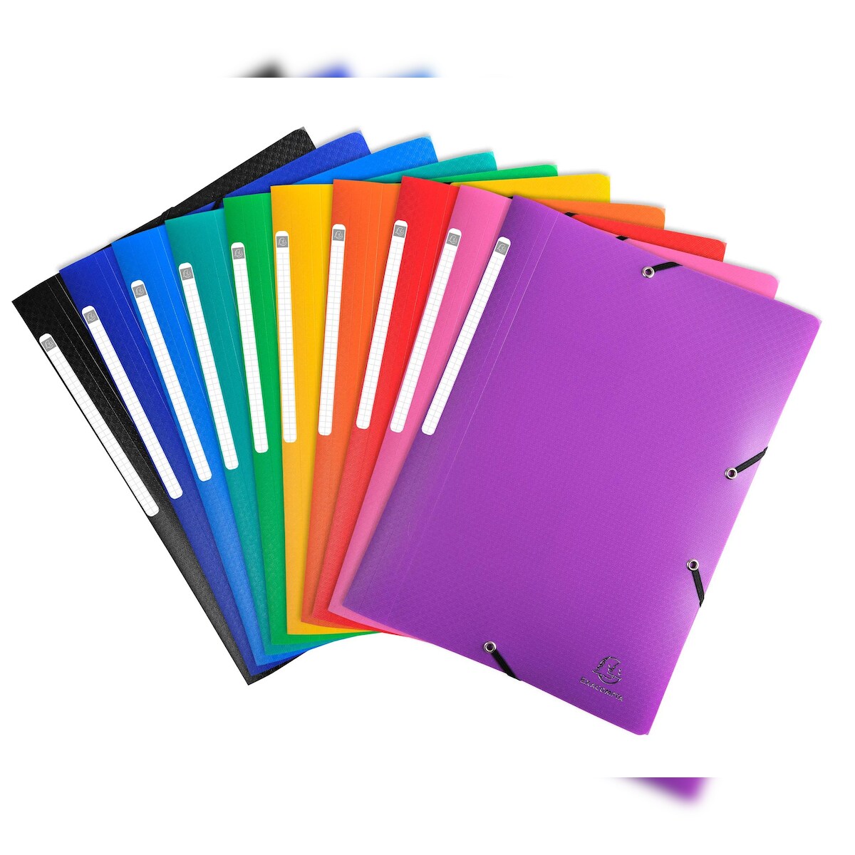 Exacompta 55800E 25x Sammelmappe mit 3 Klappen und Gummizug aus PP 400µ mit Etikett blickdicht, für Format DIN A4 - Farben sortiert Image