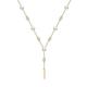 SISGEM 9 ct Gold Pearl Necklace, Solid Yellow Gold Pearl Lariat Necklace with Bar Pendant, for Women Girls Ladies Mum Sisters, 16"+1"+1"