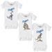 Infant Tiny Turnip White Los Angeles Dodgers 3-Piece Dinosaur Bodysuit Set