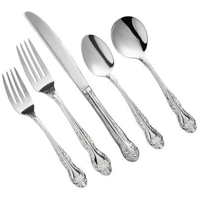 Acopa Odin Black / Silver 18/8 Brushed Stainless Steel Extra Heavy Weight  Forged Flatware Set with