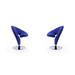 Curl Blue and Polished Chrome Wool Blend Swivel Accent Chair (Set of 2) - Manhattan Comfort 2-AC040-BL