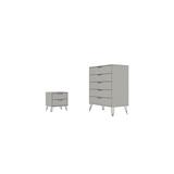 Rockefeller Off White and Nature 5-Drawer Dresser and 2-Drawer Nightstand Set - Manhattan Comfort 179GMC8