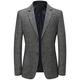 YOUTHUP Mens Slim Fit Blazer Formal Business Check Suit Jacket Casual 2 Button Plaid Blazers Dark Grey