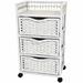 Bay Isle Home™ Isabela 3 Drawer Rolling Storage Chest Solid Wood/Wicker in White | 30.5 H x 17.25 W x 12.5 D in | Wayfair