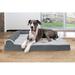 FurHaven Two-Tone Faux Fur & Suede Deluxe L-Chaise Bolster Pet Bed Metal in Gray | 9.5 H x 53 W x 40 D in | Wayfair 44641087