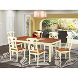 East West Furniture 7 Piece Dining Room Furniture Set- a Rectangle Kitchen Table and 6 Dining Chairs, Buttermilk & Cherry