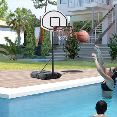 Aosom Portable Swimming Pool Basketball Hoop, 30 Inch Backboard with a Telescoping Height & All-Weather Build