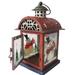 The Holiday Aisle® White & Gray Snowman "WELCOME" Christmas Lantern 9.75" Metal in Red | 9.75 H x 4 W x 5 D in | Wayfair