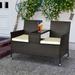 Outsunny Patio Wicker Conversation Furniture Set, Outdoor Rattan 2-Seater Chair, Modern Loveseat W/ Cushions Glass Coffee Table