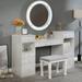 Caer Contemporary Solid Wood 3-Piece Makeup Vanity Set with LED Light Mirror by Furniture of America