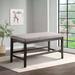 Distressed Wooden Dining Bench with Fabric Seat, Gray