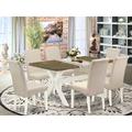 Winston Porter Aimy 7-Pc Kitchen Dining Room Set - 6 Dining Chairs & 1 Modern Cement Dining Table Top Wood/Upholstered in Gray/Brown | Wayfair