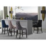 House of Hampton® Lampert 24" Counter Stool Wood/Upholstered/Velvet in Gray | 40 H x 19.5 W x 20.5 D in | Wayfair BD34F2A2A8384623ABC883C9D6F0184C