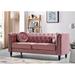 House of Hampton® Gympie 75.98" Velvet Rolled Arm Chesterfield Sofa Velvet in Pink | 31.89 H x 75.98 W x 31.5 D in | Wayfair