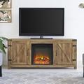 Gracie Oaks Coridon Fireplace TV Stand for TVs up to 65" Wood/Glass/Metal in White/Brown | 25 H in | Wayfair EF482C76919A4F4FA65F66B8F3F9AFBC