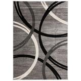 Gray 120 x 0.39 in Area Rug - Ebern Designs Devonshire Abstract/Black/Ivory Area Rug, Polypropylene | 120 W x 0.39 D in | Wayfair