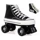 Roller Skates Outdoor, Classic Four Wheels Double Row Canvas Roller Skates for Girls, Safe and Durable,great for Beginners,5(US)4.5(UK)37.5(EU)-Black