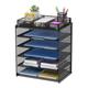 Samstar Desk File Organiser, 5 Tier Paper Organiser Letter Filing Tray File Rack Shelves, Black (with Drawer)