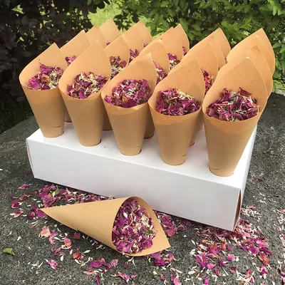 Confettis de mariage séchés en pétales de fleurs naturelles pour 20 invités, plateau à confettis
