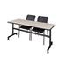 72" x 30" Flip Top Mobile Training Table- Maple and 2 Mario Stack Chairs- Black