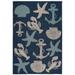 Ashore Navy Grey Transitional Design Indoor/Outdoor Area Rug - 5'3 x 7'7