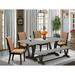 East West Furniture Dining Table Set- a Dining Table and Light Sable Linen Fabric Upholstered Chairs, Black(Pieces Options)