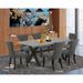 East West Furniture Dining Set- a Kitchen Table and Dark Gotham Linen Fabric Parson Chairs, Wire brushed Black(Pieces Options)