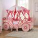 Transitional Pink Wood Pumpkin Carriage Kids Canopy Bed by Furniture of America