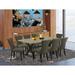 East West Furniture Dining Set- a Kitchen Table and Dark Gotham Linen Fabric Parson Chairs, Wire brushed Black(Pieces Options)