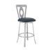 30 Inches Leatherette Barstool with Oval Cut Out, Silver